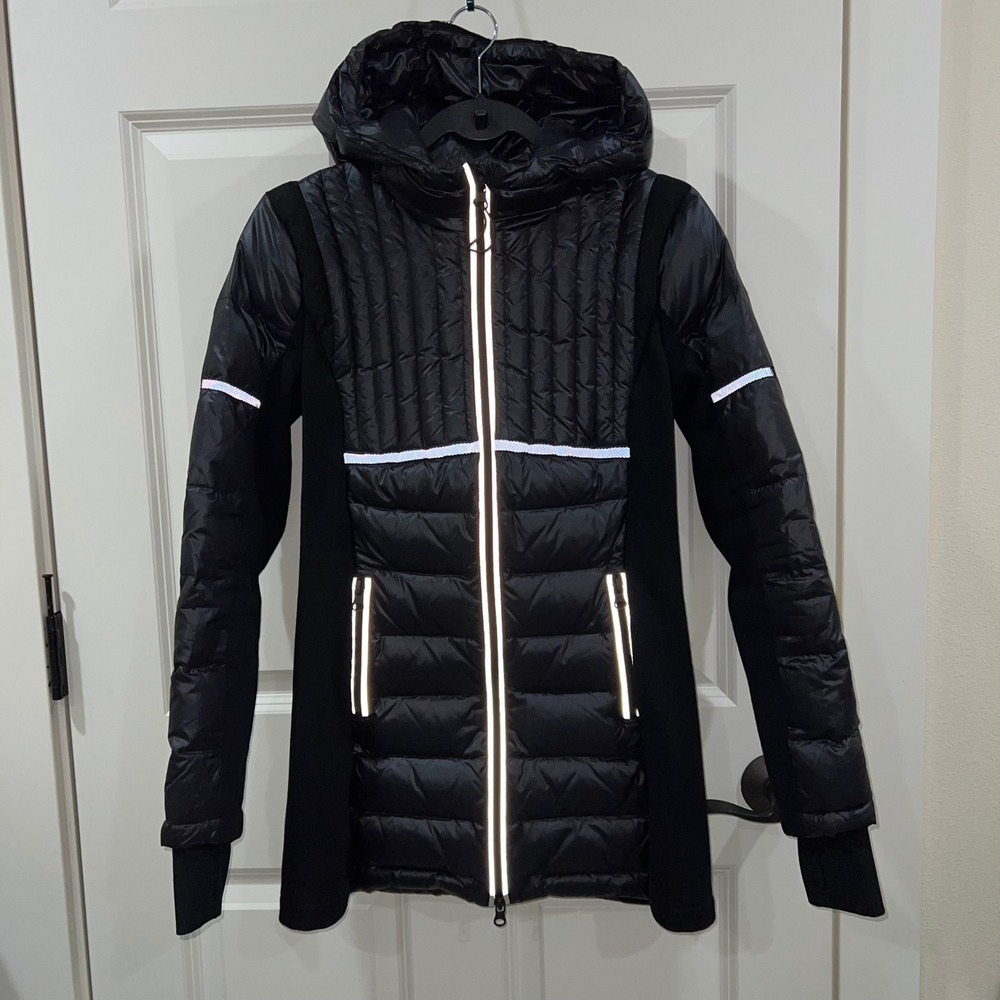 Blanc Noir Reflective Inset Down Filled Featherweight Hooded Parka Black‎ Small - Picture 4 of 9